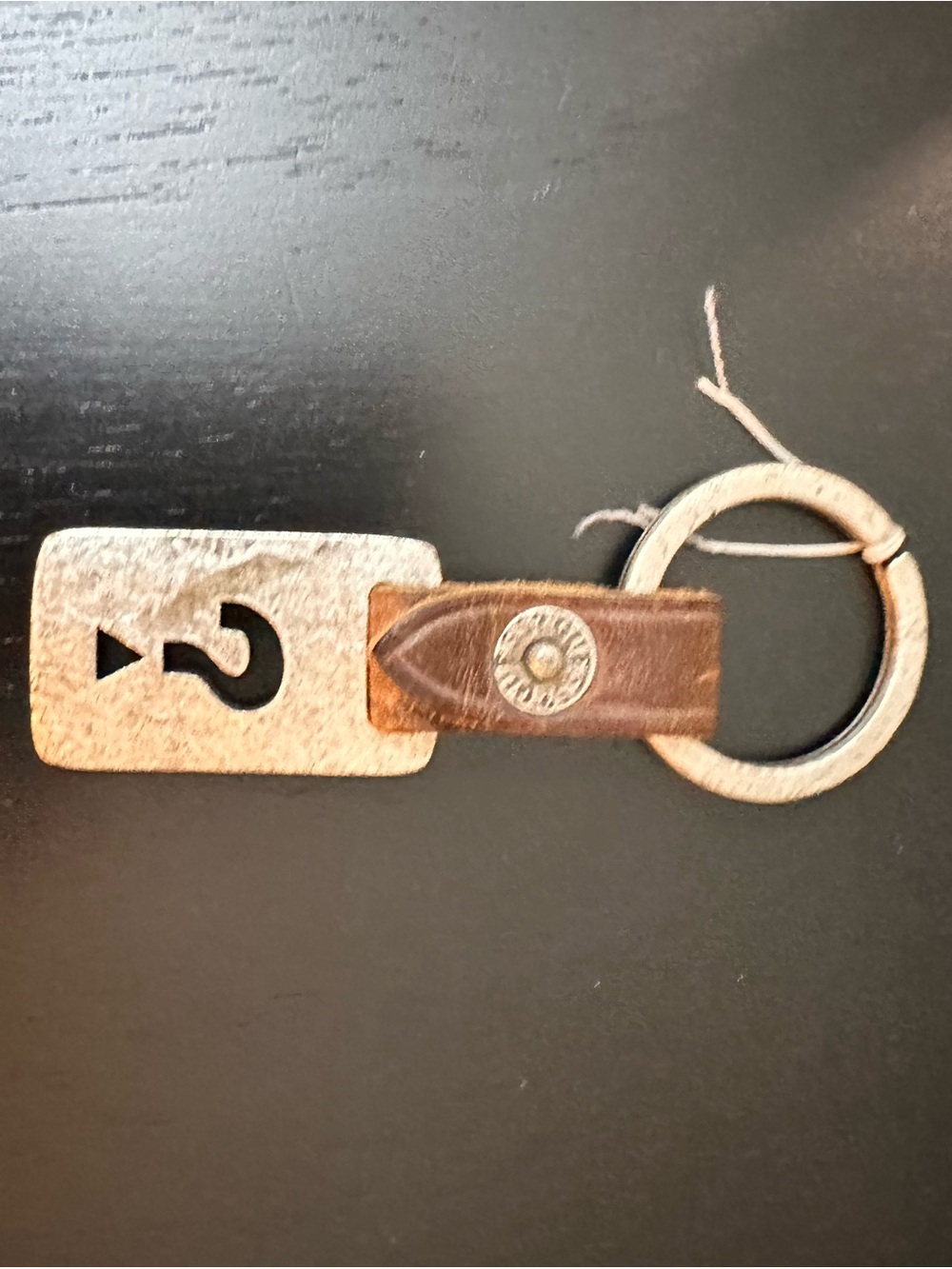 Guess Brown Leather and Silver Metal Key & Card Holder